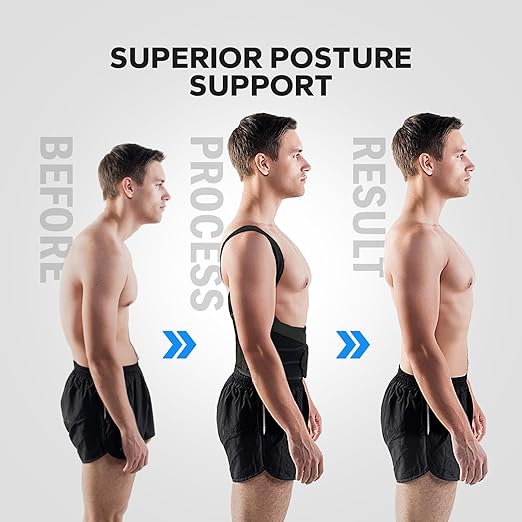 Posture Corrector for Men and Women, Upper Back Support Brace with Adjustable Shoulder Straps for Comfortable Posture Training – Invisible Under Clothing (Large)
