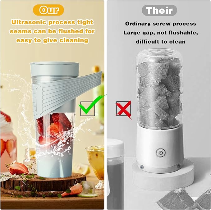 Portable blender for shakes and smoothies,Personal blender, 18000r/m, 16 oz Traveling Fruit Veggie Juicer Cup With 7 Blades, Portable Blender USB Rechargeable(grey)