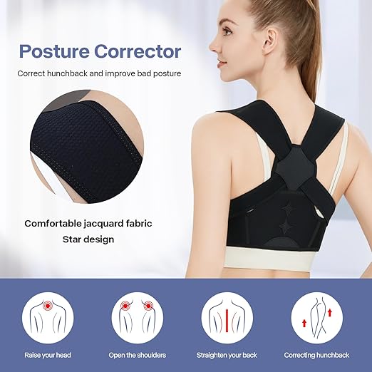 Back Brace Posture Corrector for Women and Men,Adjustable Shoulder Straightener Black(Small/Medium)