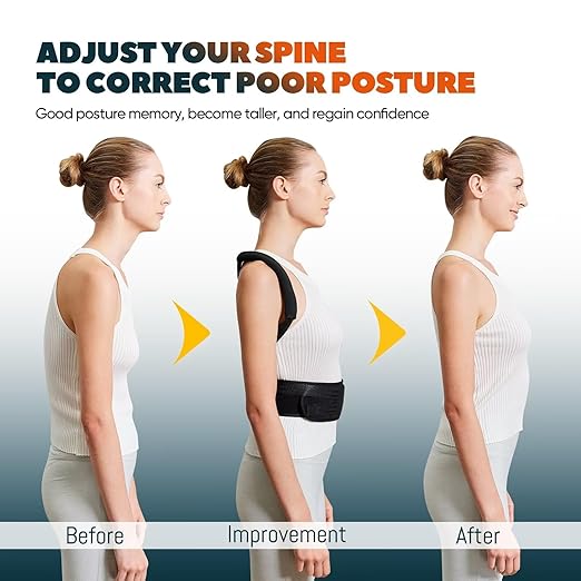 Posture Corrector For Women and Men, Fully Adjustable Back Brace Posture Corrector, Back Straightener Posture Corrector Providing Pain Relief From Neck, Shoulder, Back, Lumba (XL)