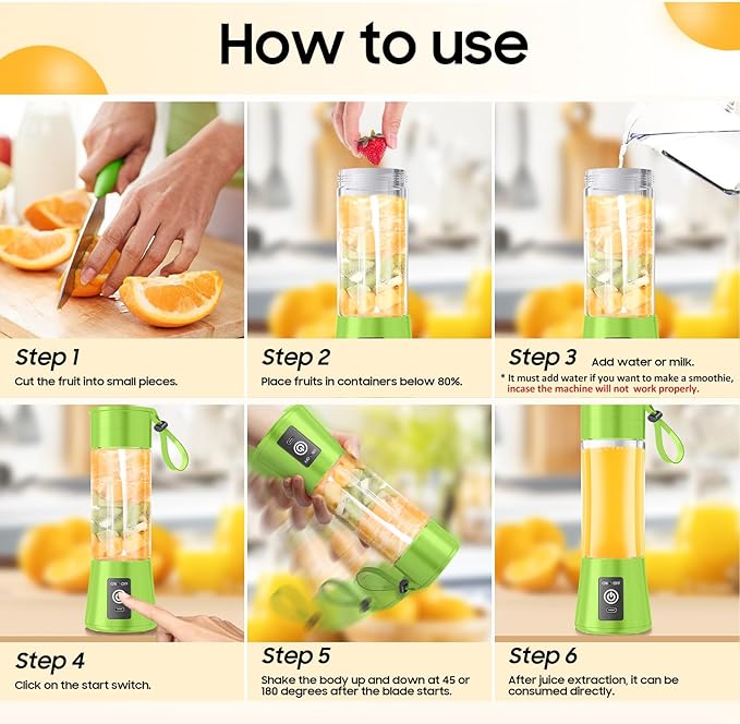 Personal Blender for Shakes and Smoothies - 2025 Upgraded 14 Oz Portable Blender with 6 Blades, Cordless & Type-C USB Rechargeable, BAP Free Juice Cup Freshly Squeezed for Picnic/Sprots