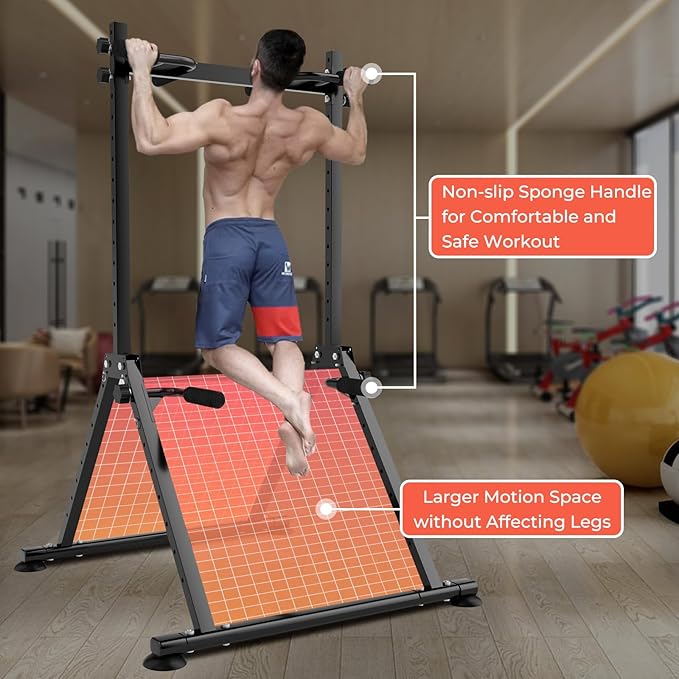 Foldable Power Tower Dip Station Pull Up Bar