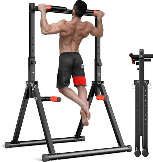 Power Tower Pull Up Dip Station Foldable 450LBS
