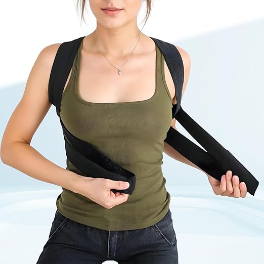Posture Corrector for Women and Men, Adjustable Shoulder Straightener Support Back Brace Muscle Memory Support Straightener Providing Pain Relief from Neck, Shoulder, And Upper and Lower Back(Black)