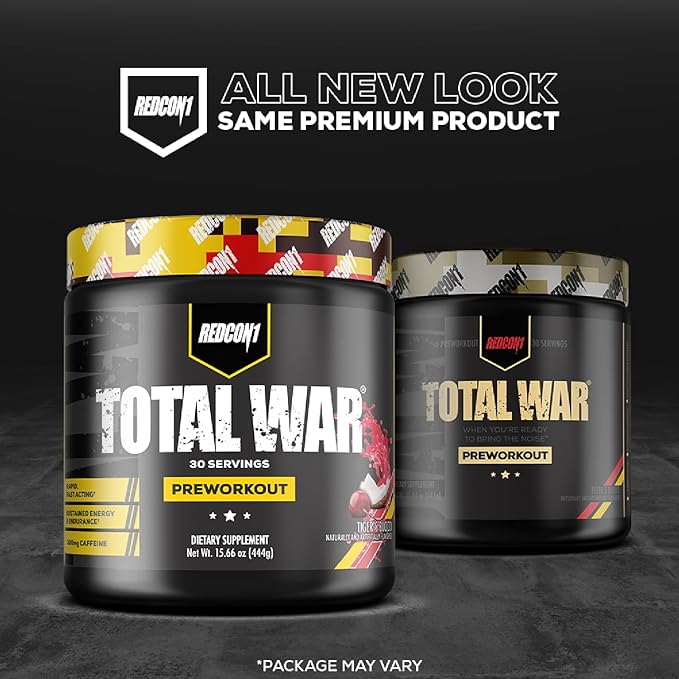 REDCON1 Total War Pre Workout Powder, Cherry Lime - Endurance, Alertness, Pump Boosting Citrulline Malate & Beta Alanine - Fast Acting, Caffeinated Preworkout for Men & Women (15 Servings)