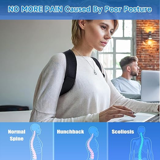 Back Straightener Posture Corrector for Women and Men, Adjustable Back Posture Corrector for Back Support, Upper Back Brace Shoulder Straightener for Women, Black L