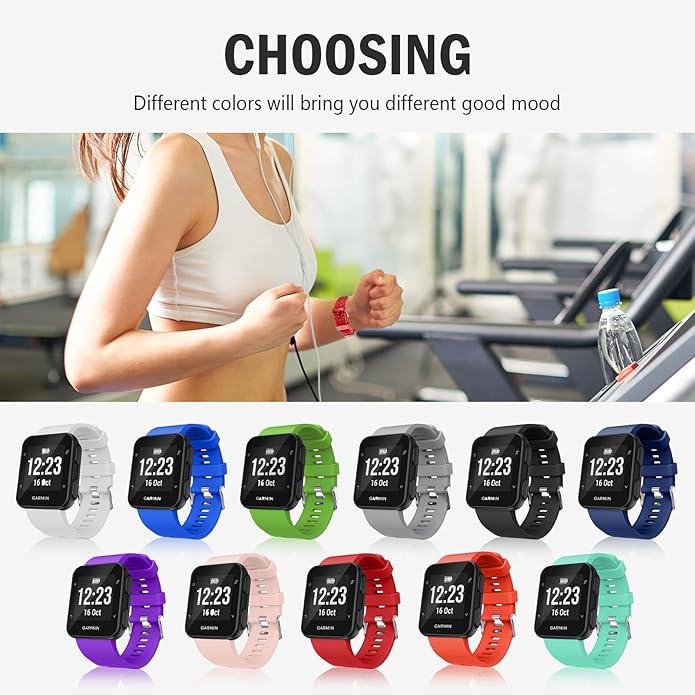 Aroloxta Garmin Forerunner 35 Watch Band Replacement - Waterproof Soft Band for Men, Multi Colors Wristband