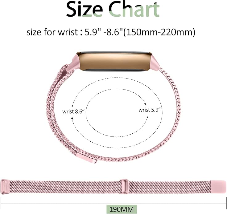 Amzpas Metal Band Compatible with Fitbit Luxe Bands for Women Men, Stainless Steel Mesh Loop Wristband Replacement Strap for Fitbit Luxe/Luxe Special Edition Fitness Tracker