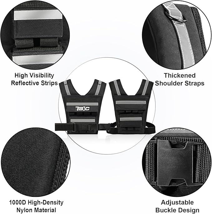 Adjustable Weighted Vest Men 19lbs/ 30lbs/ 40lbs Weights with Reflective Stripe, Weight Vest Woman Workout Vest for Crossfit, Calisthenics, Running & Walking.