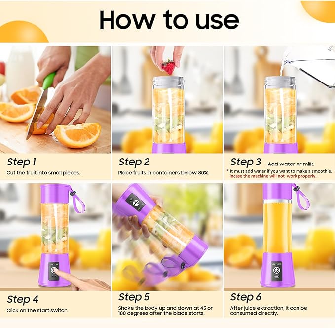 Personal Blender for Shakes and Smoothies - 2025 Upgraded 14 Oz Portable Blender with 6 Blades, Cordless & Type-C USB Rechargeable, BAP Free Juice Cup Freshly Squeezed for Picnic/Sprots
