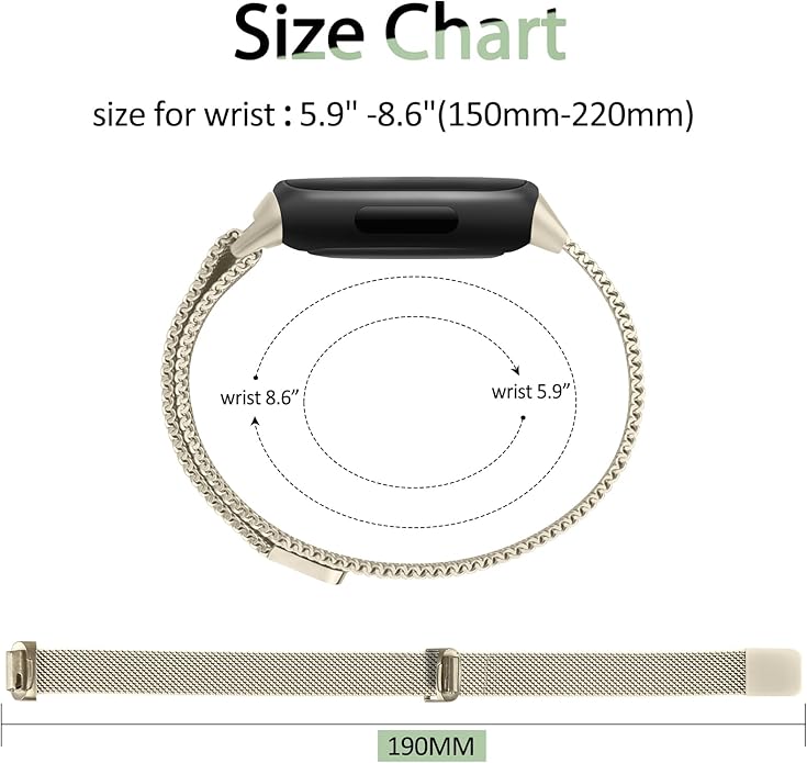 Amzpas band for Fitbit Inspire 3 Bands Women Men, Stainless Steel Mesh Loop Adjustable Magnetic Wristband Replacement Straps Compatible with Fitbit Inspire 3 Fitness Tracker