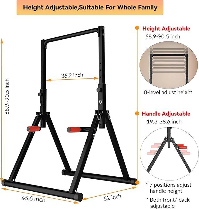 DOBESTS Foldable Power Tower Pull Up Bar Dip 700lbs