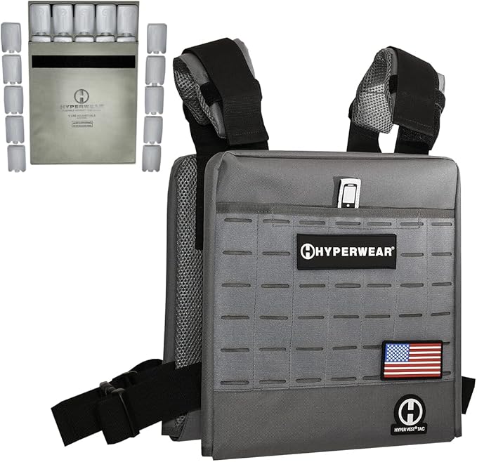 Hyperwear Hyper Vest TAC - Rucking Vest for Men and Women, Adjustable Weighted Vest for Strength Training, Endurance, and Fitness Workouts - Flexible Weight Plates (20-60 lbs)