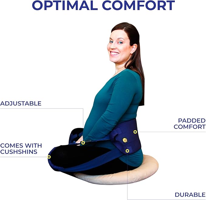 Back-Up with CushShins Back Support and Posture Corrector Turns to Convertible Pouch Bag (Navy)