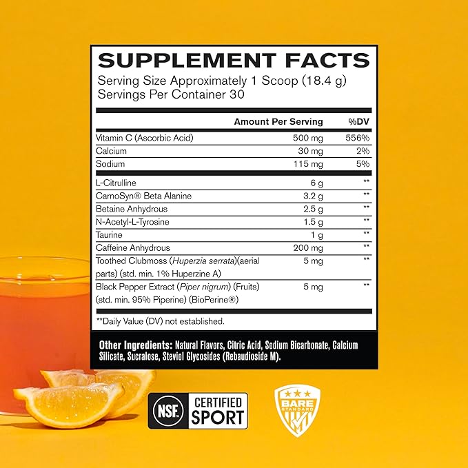 BARE PERFORMANCE NUTRITION BPN Flight Pre Workout, Supports Energy and Mental Focus, Improved Endurance & Muscle Pumps with CarnoSyn® Beta Alanine, Pink Lemonade, 30 Servings