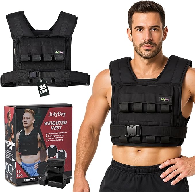 Adjustable Weighted Vest for Men β 20 LBS | 35 LBS Compact Fitness Vest with Durable Oxford Cloth, Ideal for Running, Cardio, CrossFit, Gym, Core Balance, Posture Support, and Strength Training
