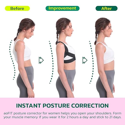 Posture Corrector for Women with X-Shaped Biomechanical Design, Comfort Fit Back Brace, Improves Posture, Corrects Hunchback, Relieves Neck, Shoulder, Upper Back Pain, Invisible Under Clothes L