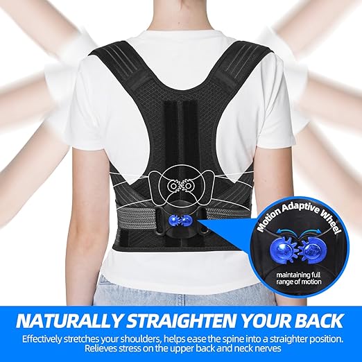 Posture Corrector for Women/Men/Kids, Adjustable Upper Back Brace for Back Pain Relief, Lightweight Posture Support Straightener for Teenagers Boys Girls to Improve Slouch, Prevent Humpback, L