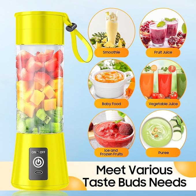 Personal Blender for Shakes and Smoothies - 2025 Upgraded 14 Oz Portable Blender with 6 Blades, Cordless & Type-C USB Rechargeable, BAP Free Juice Cup Freshly Squeezed for Picnic/Sprots