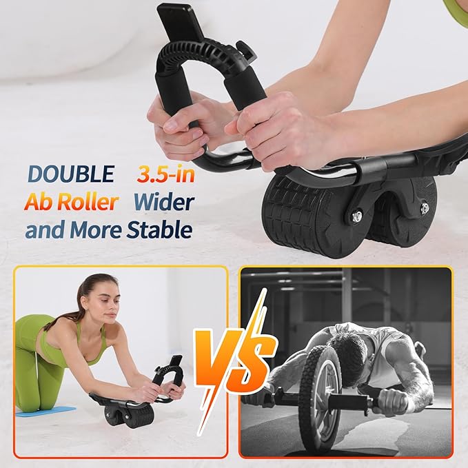 Ab Roller Wheel,with Timer Automatic Rebound Abdominal Wheel,Elbow Support Abs Roller Wheel Core Exercise Equipment