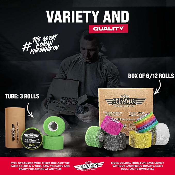 BARACUS Premium Thumb Tape Cross Training and Weightlifting for The Best Hook Grip - 23 ft Long - WOD Tape Chalk and Sweat Proof - Hook Grip Lifting Athletic Thumb Tape (Tropical Camo)