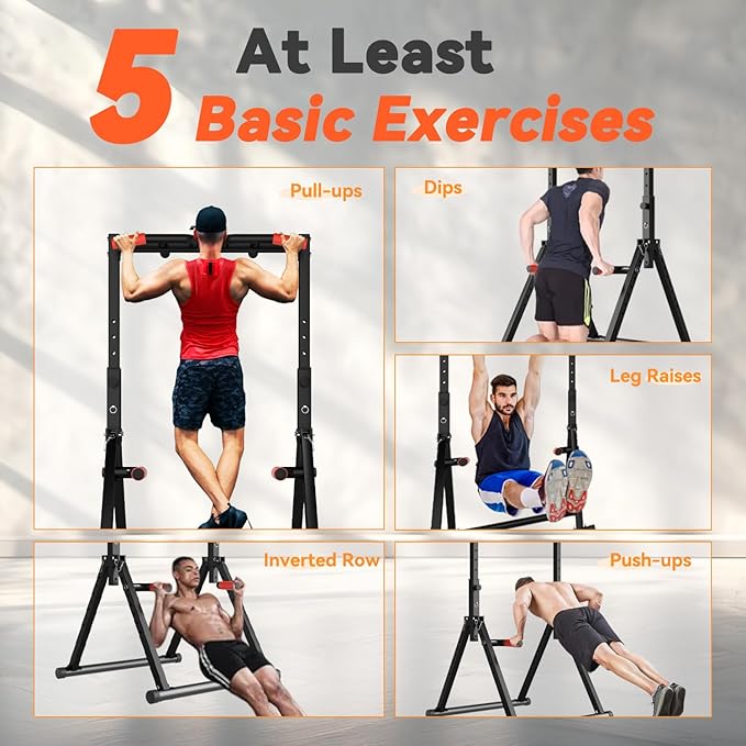 Power Tower Pull Up Dip Station Foldable 450LBS