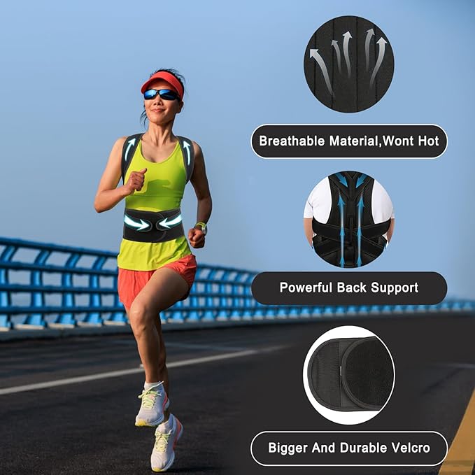 Back Brace Posture Corrector for Men and Women - Improve Posture, Lower Back and Waist Pain, Full Lumbar Support, Shoulder and Neck Stretcher, Adjustable Straps and Breathable Material M(29"-33")