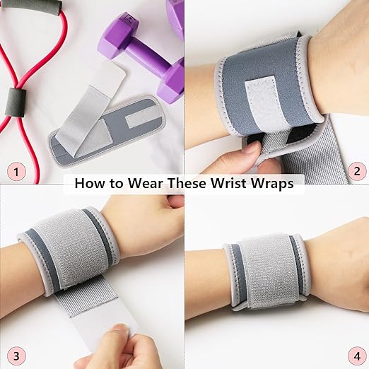 AMYONE Wrist Brace, 2 PACK Wrist Wraps for Carpal Tunnel for Men Women, Highly Elastic Wrist Compression Support for Gym/Fitness/Sports/Pain Relief/Weightlifting, Adjustable Wrist Sweatbands Deep Grey