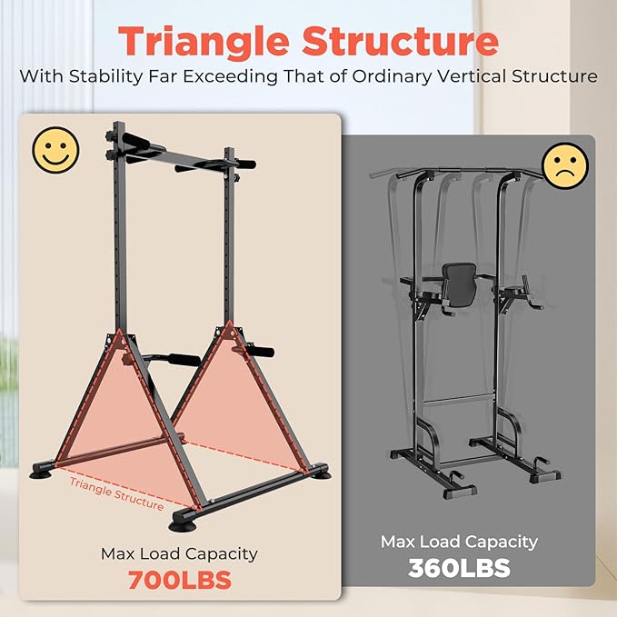 Foldable Power Tower Dip Station Pull Up Bar