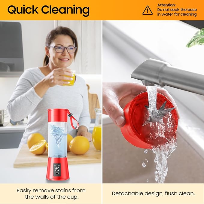 Personal Blender for Shakes and Smoothies - 2025 Upgraded 14 Oz Portable Blender with 6 Blades, Cordless & Type-C USB Rechargeable, BAP Free Juice Cup Freshly Squeezed for Picnic/Sprots