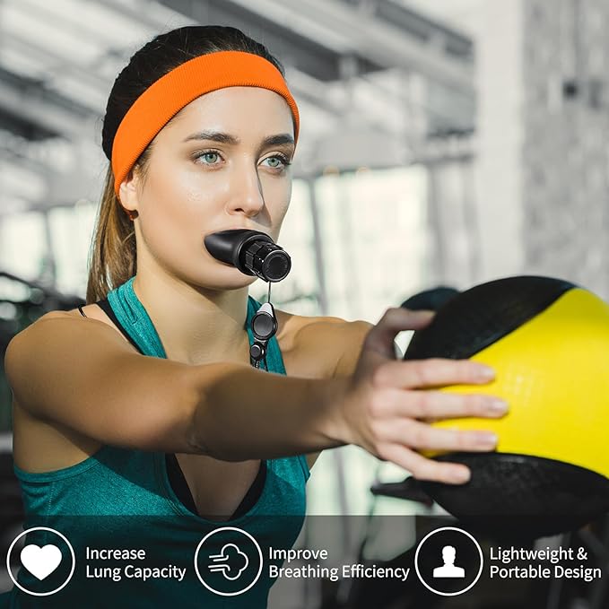Portable Breathing Trainer for Daily Fitness Training, Lung Trainer Adjustable to Different Fitness Needs & Easy to Clean.