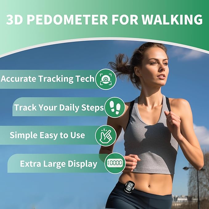 Pedometer Walking Simple 3D Step Counter with Clip and Lanyard, Activities Fitness Tracker Without Smartphone, Accurate Step Tracker for Women, Men, Seniors