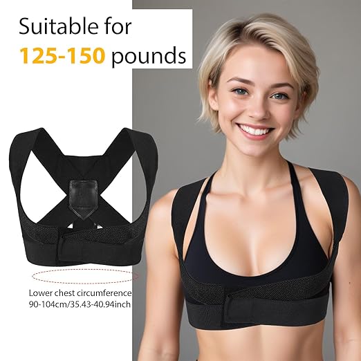 Posture Corrector for Women and Men, Adjustable Shoulder Straightener Support Back Brace Muscle Memory Support Straightener Providing Pain Relief from Neck, Shoulder, And Upper and Lower Back(Black)