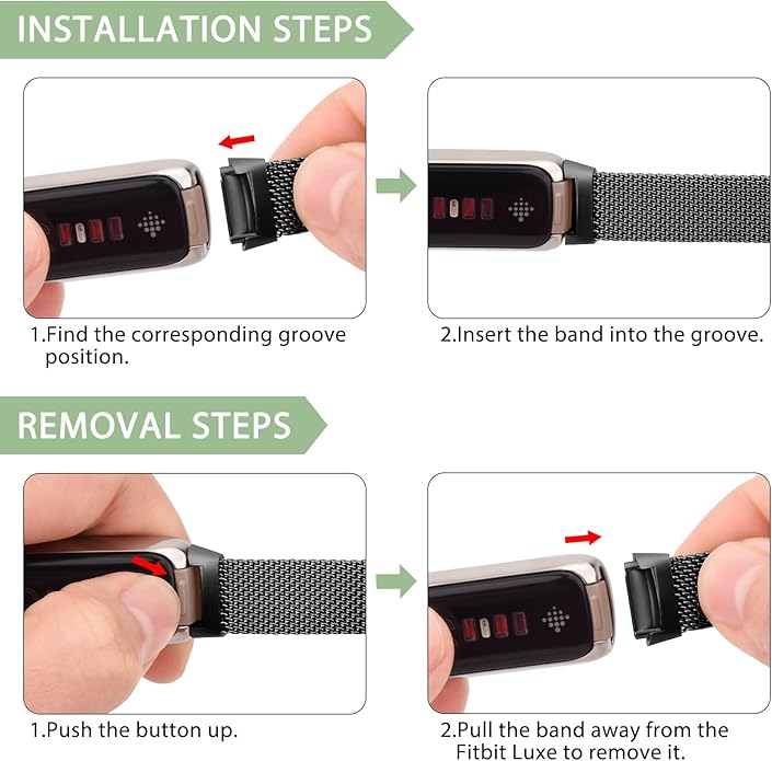 Amzpas Metal Band Compatible with Fitbit Luxe Bands for Women Men, Stainless Steel Mesh Loop Wristband Replacement Strap for Fitbit Luxe/Luxe Special Edition Fitness Tracker
