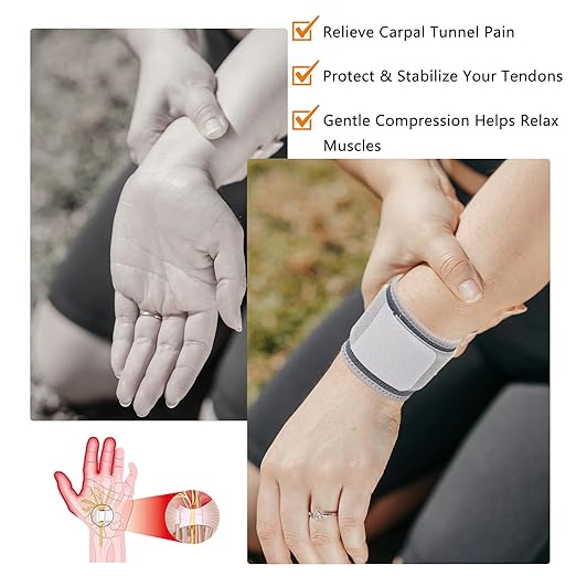 AMYONE Wrist Brace, 2 PACK Wrist Wraps for Carpal Tunnel for Men Women, Highly Elastic Wrist Compression Support for Gym/Fitness/Sports/Pain Relief/Weightlifting, Adjustable Wrist Sweatbands Deep Grey