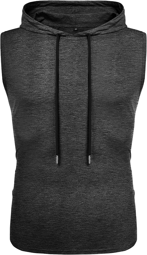 Babioboa Men's Workout Hooded Tank Tops Sleeveless Gym Hoodies Bodybuilding Muscle Shirts