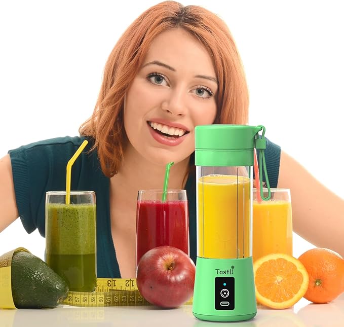Portable Blender, Personal Juice Protein To Go Mixer Bottle, USB Rechargeable Mini Blender for shakes and smoothies (Green)