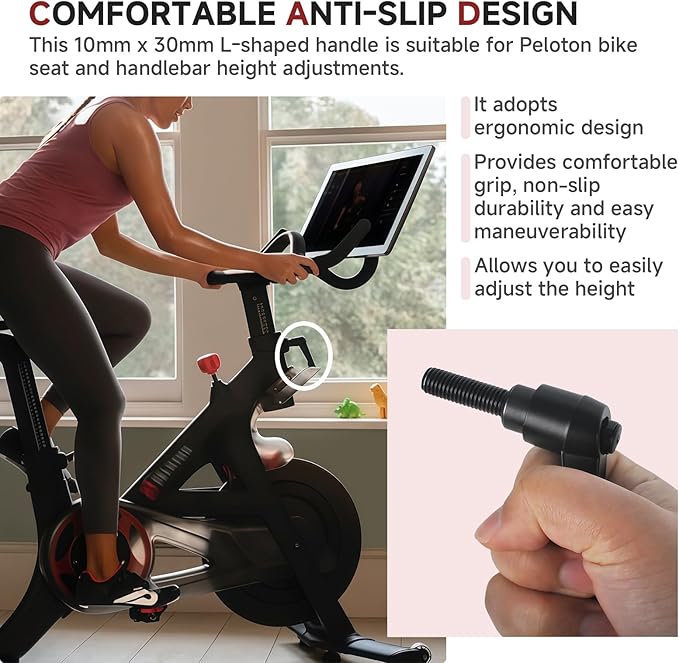 Exercise Bike Seat and Handlebar Height Adjustment Handle Replacement Part - Compatible with Peloton Bikes, Adjustable Alloy L-Shaped Handle Accessory for Seat and Handlebar Height Adjustment