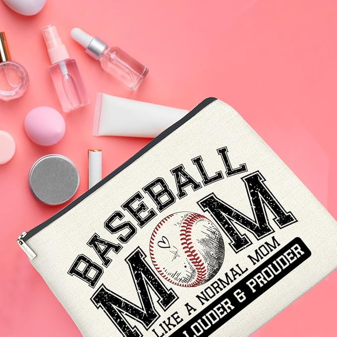 Baseball Mom Gifts for Women Makeup Bag Funny Baseball Mom Cosmetic Bag Zipper Makeup Pouch