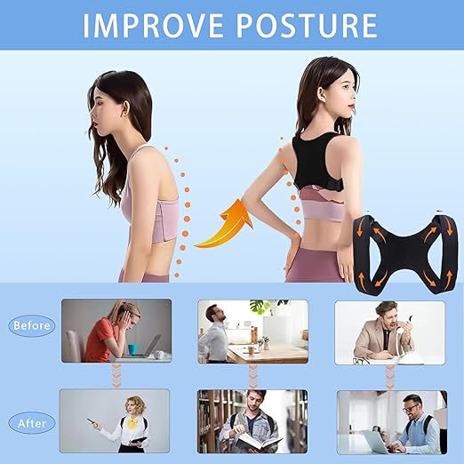 Posture Corrector for Women and Man - Posture Trainer for Neck Hump & Scoliosis Correction | Adjustable, Comfortable, and Pain-Relieving | Ideal for Desk Workers & Long-Term Wear(One Size)