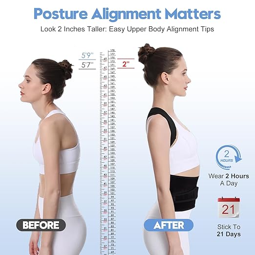 Posture Corrector for Women and Men with Bionic System, Upgraded Back Brace, Adjustable Full Back Support, Shoulder Straightener, Neck, Upper and Lower Back Pain Relief M