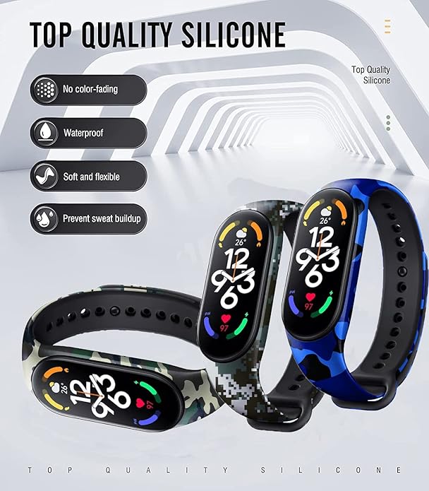Bands Replacement for Mi Band 7 Strap Wristbands Compatible with Xiaomi Mi Band 7 Smartwatch Accessories Colorful Bracelet for Women Men Silicone Smart Watch Xiaomi 7 Wrist Band