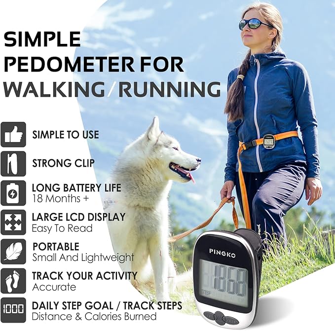 PINGKO Outdoor Multi-Function Portable Sport Pedometer Step/Distance/Calories/Counter