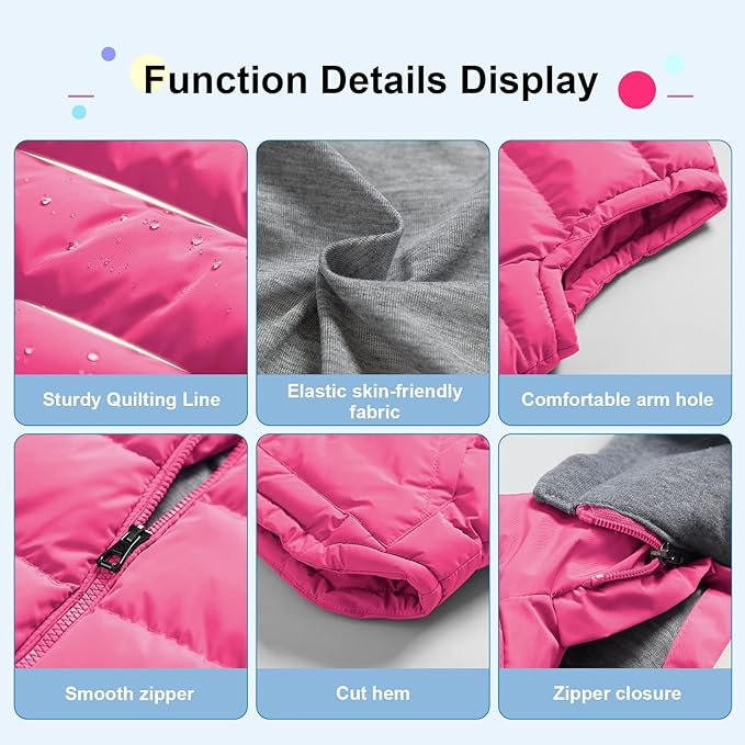 Pursky Girl's and Boy's Warm Puffer Vest Coat Water Resistant Sleeveless Jacket With Detachable Hood for 6-14Y