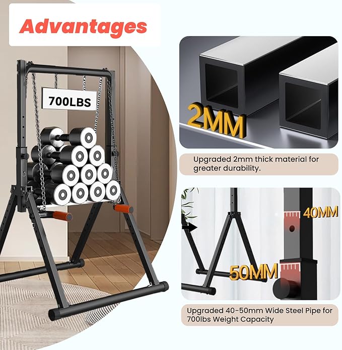 DOBESTS Foldable Power Tower Pull Up Bar Dip 700lbs