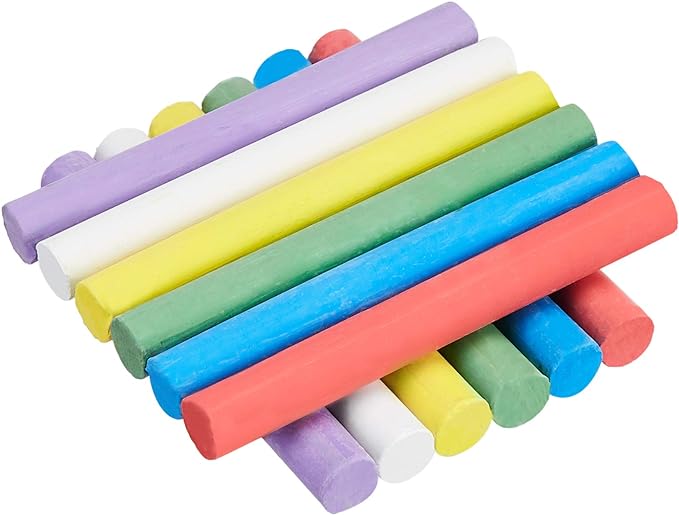 Amazon Basics Dustless Chalk with Eraser, 24 Count (Pack of 1), Assorted
