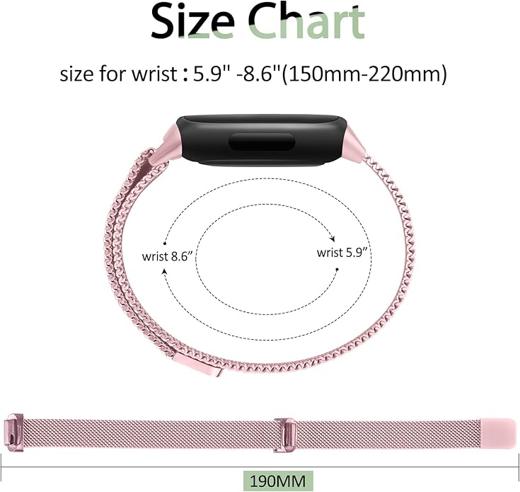 Amzpas band for Fitbit Inspire 3 Bands Women Men, Stainless Steel Mesh Loop Adjustable Magnetic Wristband Replacement Straps Compatible with Fitbit Inspire 3 Fitness Tracker