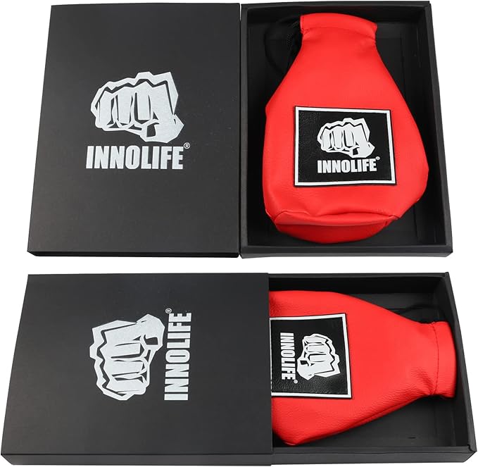 INNOLIFE Boxing Slip Bag, Dodge Hide Speed Bag Maize Ball Leather Ball for Reflex Training, Boxing, Kickboxing, MMA Pendulum Training, Red