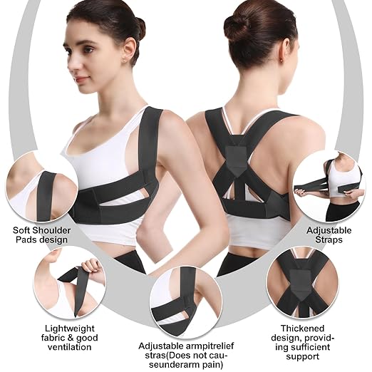 Posture Corrector for Women and Man - Posture Trainer for Neck Hump & Scoliosis Correction | Adjustable, Comfortable, and Pain-Relieving | Ideal for Desk Workers & Long-Term Wear(Medium)