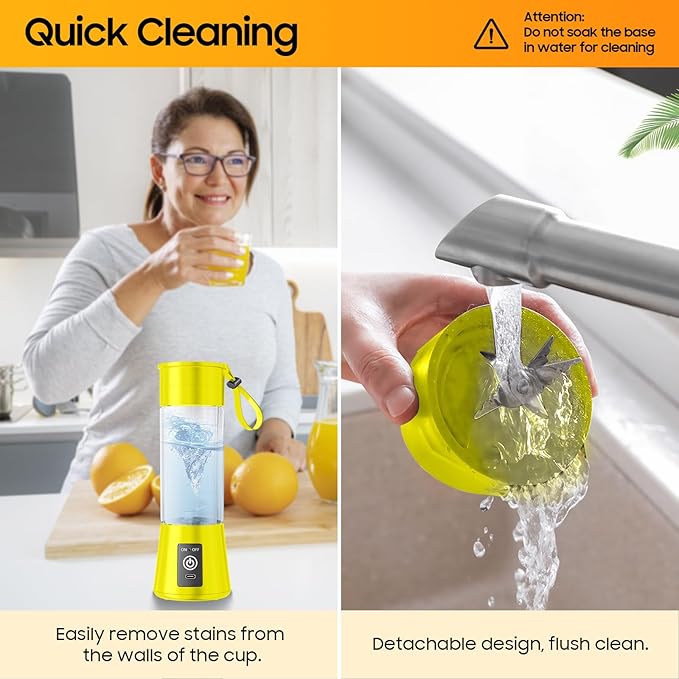 Personal Blender for Shakes and Smoothies - 2025 Upgraded 14 Oz Portable Blender with 6 Blades, Cordless & Type-C USB Rechargeable, BAP Free Juice Cup Freshly Squeezed for Picnic/Sprots